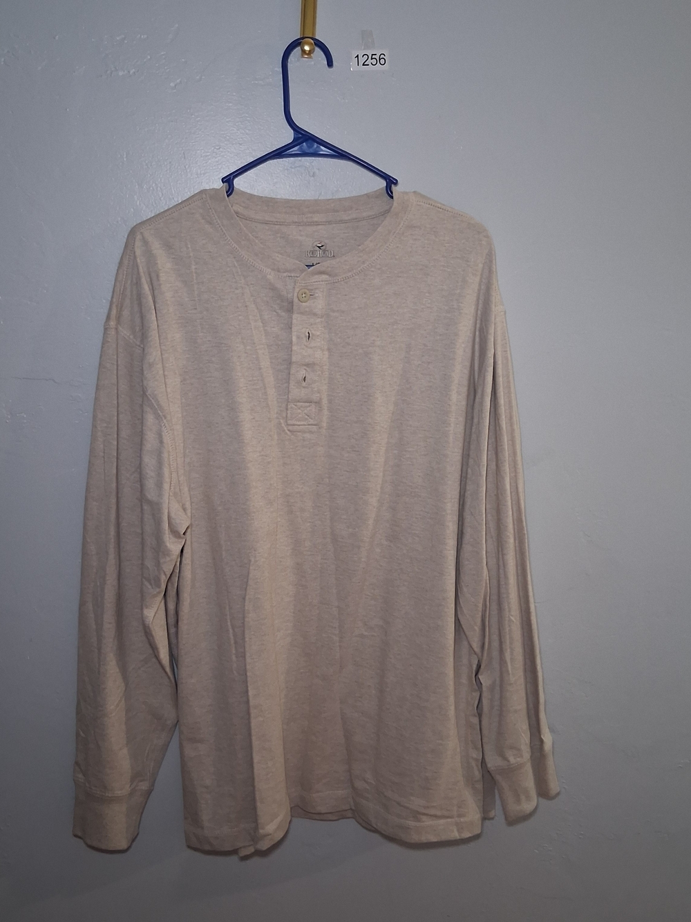 RedHead Men's Long-Sleeve Henley in Light Tan